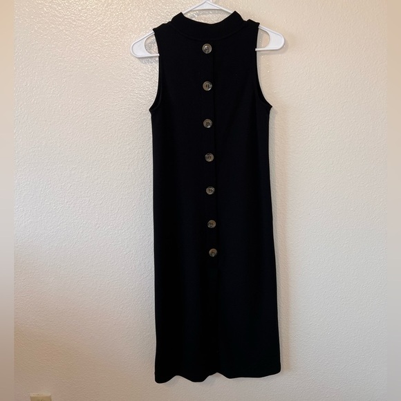 LuLus Tranquil Black Mock Neck Button-Back Midi Dress - Picture 5 of 10